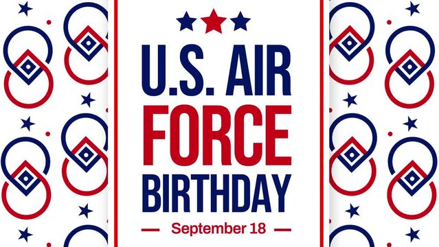 US Air Force birthday 4K Animation background with stars and shapes along with typography