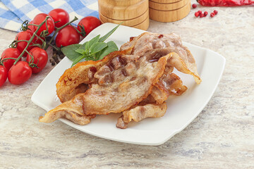 Fried pork bacon for breakfast