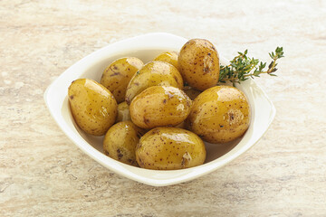 Boiled baby potato in the bowl