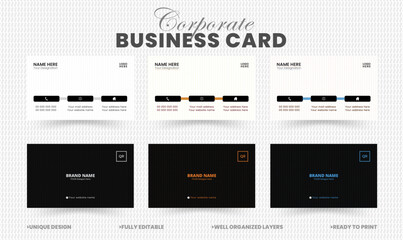 Fototapeta na wymiar Corporate Simple Black and White Modern, Minimalist, Clean Professional Business Card Template । Visiting Card । Name Card Design with Vector Illustration 