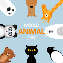 Animal day world cartoon, vector art illustration.
