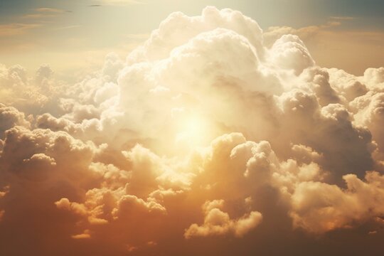 An impressive view of a towering cumulus cloud and a bright sun. Generative AI
