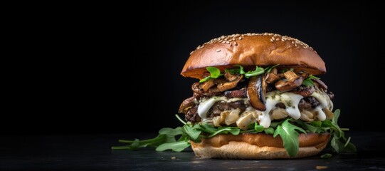 Delicious Mushroom Burger with Space for Copy