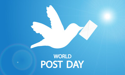 Post day world dove with letter, vector art illustration.