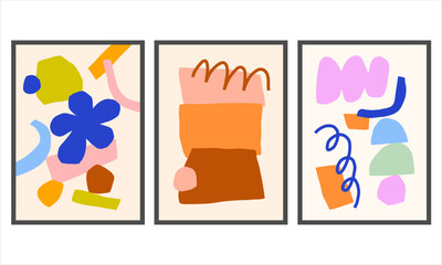 Cutout style vector posters. Contemporary abstract wall art prints