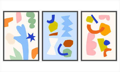 Cutout style vector posters. Abstract geometry wall art prints