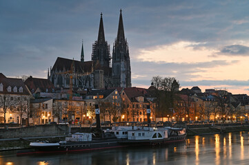 Regensburg old town at night Germany