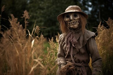 An unanticipated visitor in the field - the scarecrow. Generative AI