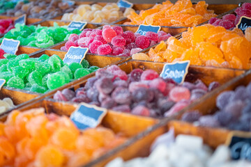 different groups of sweets in close-up isolated from the background