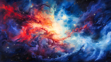 Cosmic nebula swirling amidst stars