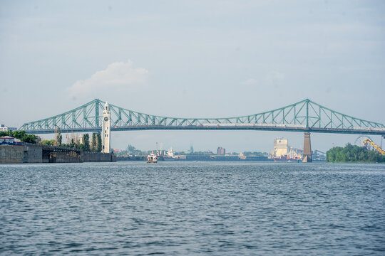 Jacques Cartier Bridge, Montreal Clock Tower, and Saint Lawrence River View