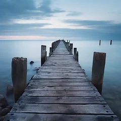 Deurstickers wooden pier on the beach © Ceyda