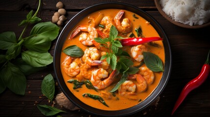 Fragrant and spicy Instant Pot Thai red curry, with coconut milk, fresh herbs, and shrimp.