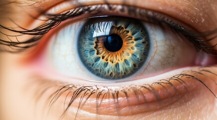 close up of eye, close up of a female eye, colored eye background, female eye background