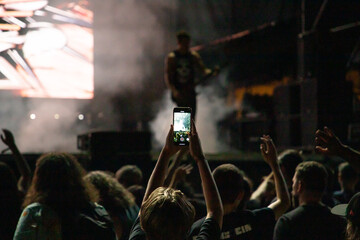 crowd at concert - summer music festival.