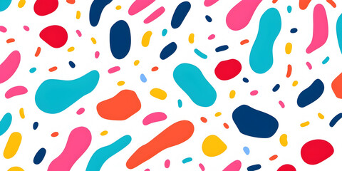 A Fun and Colorful Line Doodle Seamless Pattern. A Creative Minimalist Style Art Background Perfect for Children's Designs or Trendy Projects Featuring Basic Shapes. It Creates a Simple Party