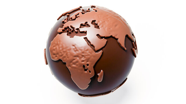 Earth globe made of brown chocolate. AI generated image