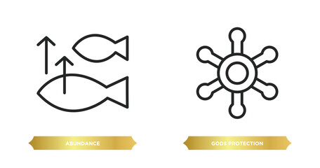two editable outline icons from zodiac concept. thin line icons such as abundance, gods protection vector.