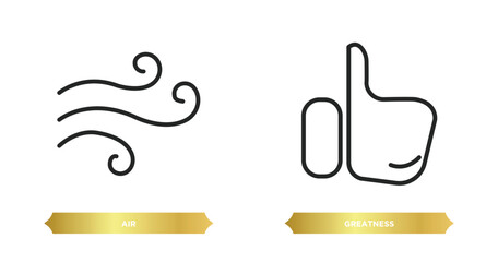 two editable outline icons from zodiac concept. thin line icons such as air, greatness vector.
