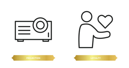 two editable outline icons from zodiac concept. thin line icons such as projection, loyalty vector.