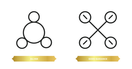 two editable outline icons from zodiac concept. thin line icons such as silver, gods guidance vector.