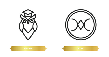 two editable outline icons from zodiac collection. thin concept. thin line icons such as wisdom, still vector.