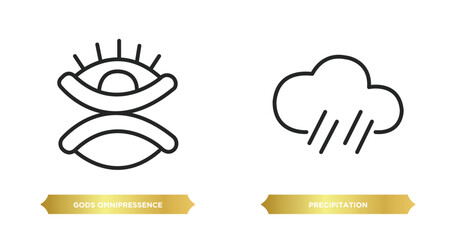 two editable outline icons from zodiac concept. thin line icons such as gods omnipressence, precipitation vector.