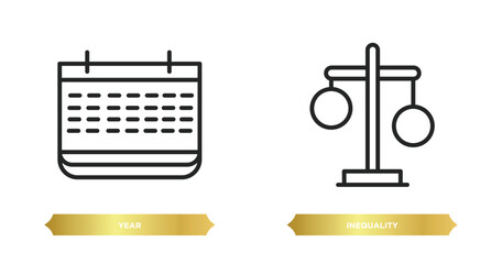 two editable outline icons from zodiac concept. thin line icons such as year, inequality vector.