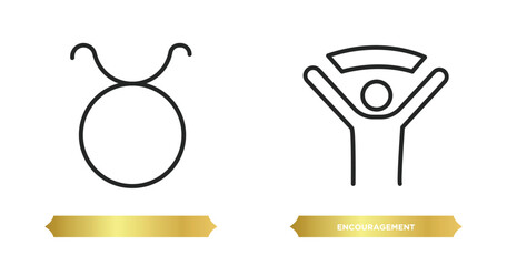 two editable outline icons from zodiac concept. thin line icons such as , encouragement vector.
