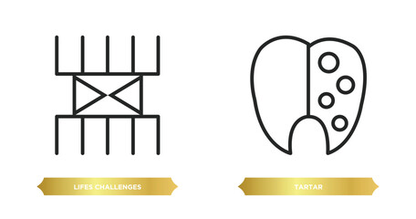 two editable outline icons from zodiac concept. thin line icons such as lifes challenges, tartar vector.