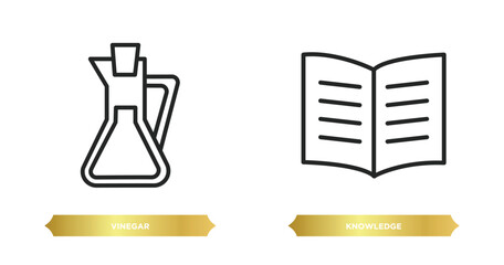 two editable outline icons from zodiac concept. thin line icons such as vinegar, knowledge vector.