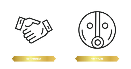 two editable outline icons from zodiac concept. thin line icons such as commitment, fortitude vector.