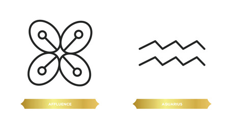 two editable outline icons from zodiac concept. thin line icons such as affluence, aquarius vector.