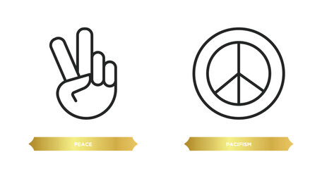 two editable outline icons from world peace concept. thin line icons such as peace, pacifism vector.