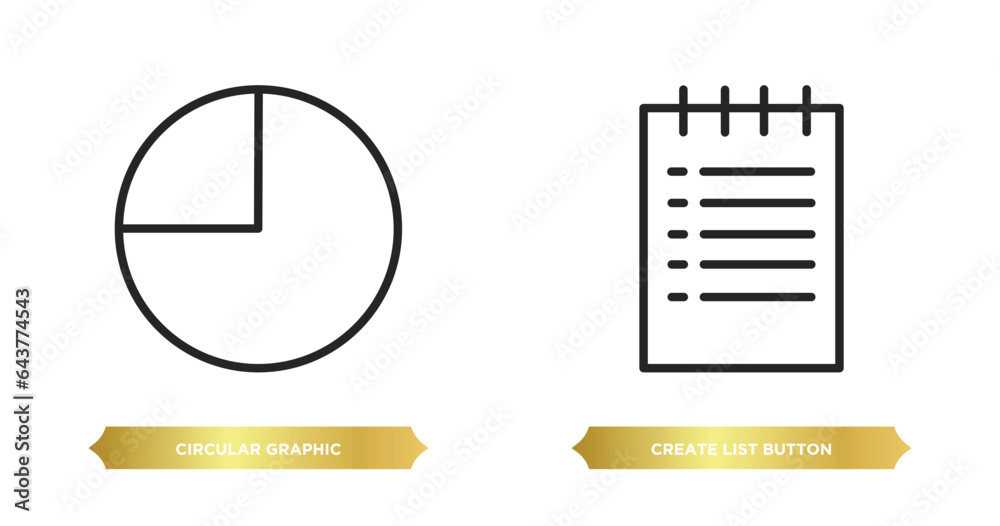 Poster two editable outline icons from web concept. thin line icons such as circular graphic, create list b