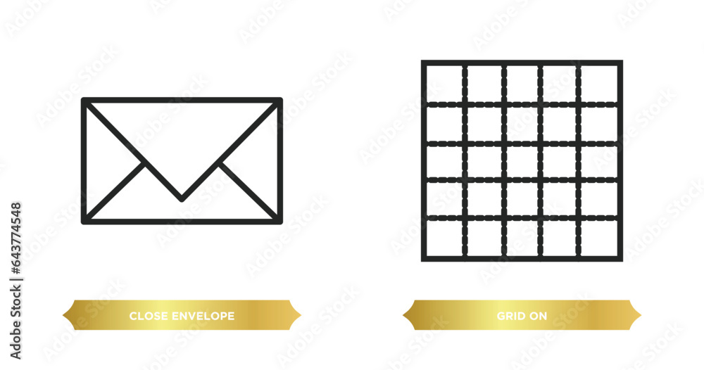 Poster two editable outline icons from web concept. thin line icons such as close envelope, grid on vector.