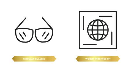 two editable outline icons from web concept. thin line icons such as circular glasses, world wide web on grid vector.