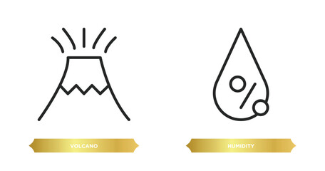 two editable outline icons from weather concept. thin line icons such as volcano, humidity vector.