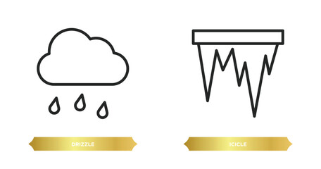 two editable outline icons from weather concept. thin line icons such as drizzle, icicle vector.