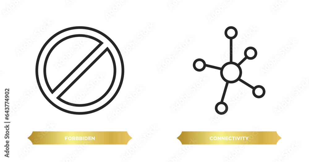 Poster two editable outline icons from user interface concept. thin line icons such as forbbiden, connectiv