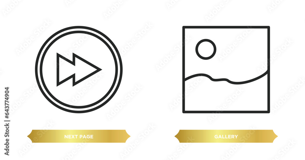 Poster two editable outline icons from user interface concept. thin line icons such as next page, gallery v