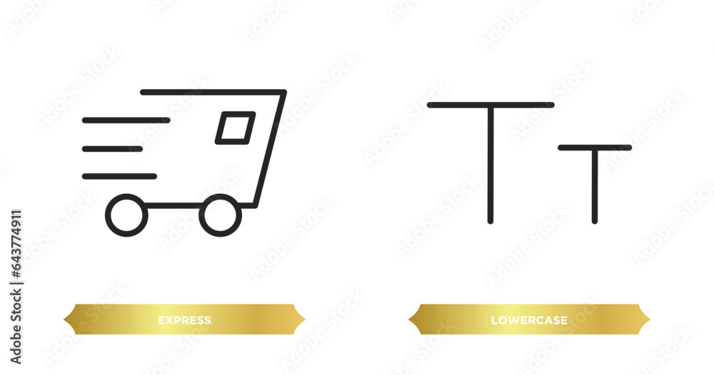 Poster two editable outline icons from user interface concept. thin line icons such as express, lowercase v