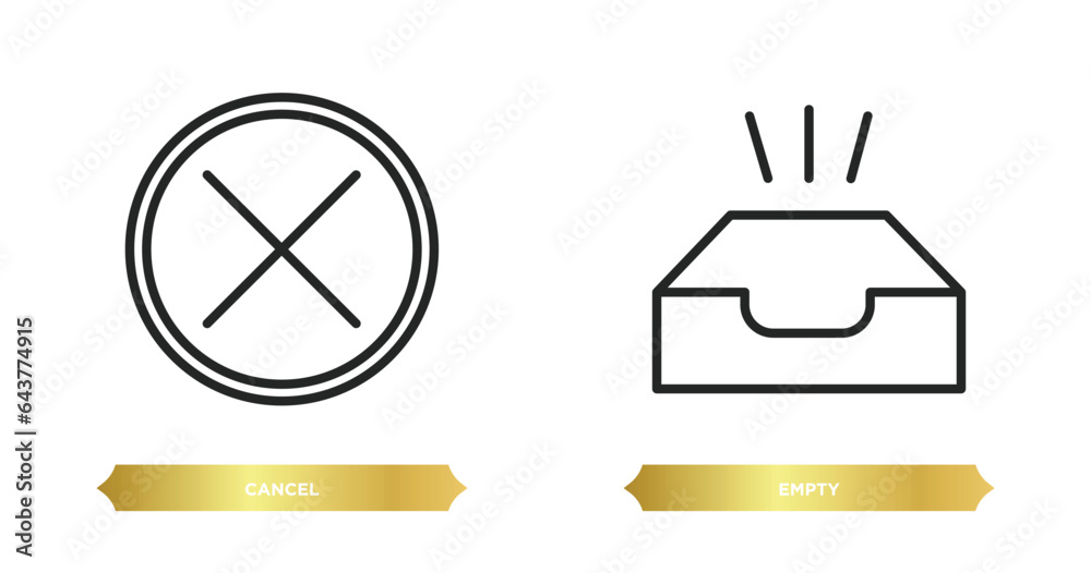 Poster two editable outline icons from user interface concept. thin line icons such as cancel, empty vector