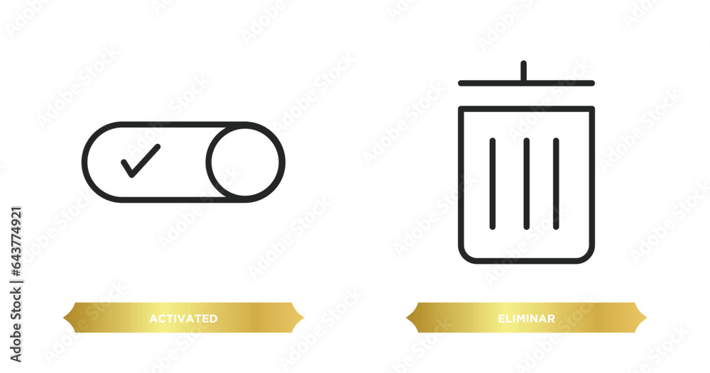 Poster two editable outline icons from user interface concept. thin line icons such as activated, eliminar 