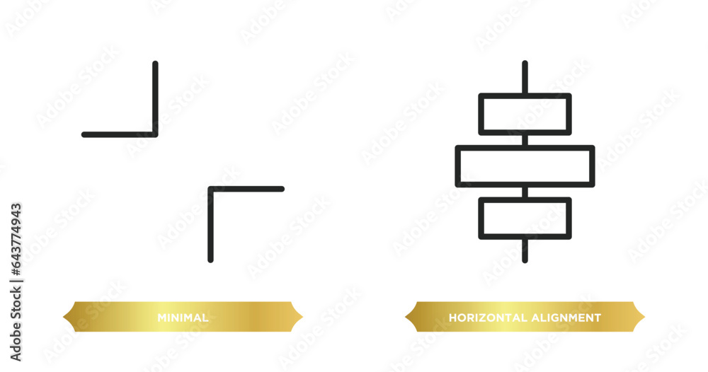 Poster two editable outline icons from user interface concept. thin line icons such as minimal, horizontal 