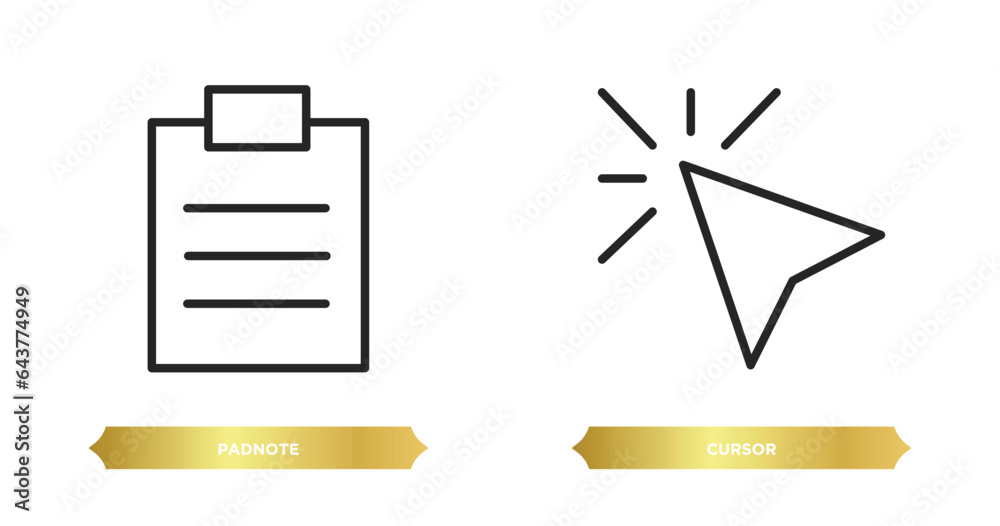 Poster two editable outline icons from user interface concept. thin line icons such as padnote, cursor vect