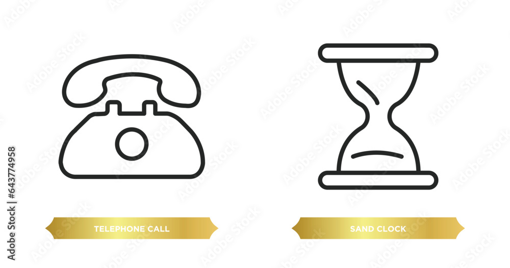 Poster two editable outline icons from user interface concept. thin line icons such as telephone call, sand