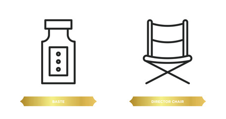 two editable outline icons from united states of america concept. thin line icons such as baste, director chair vector.