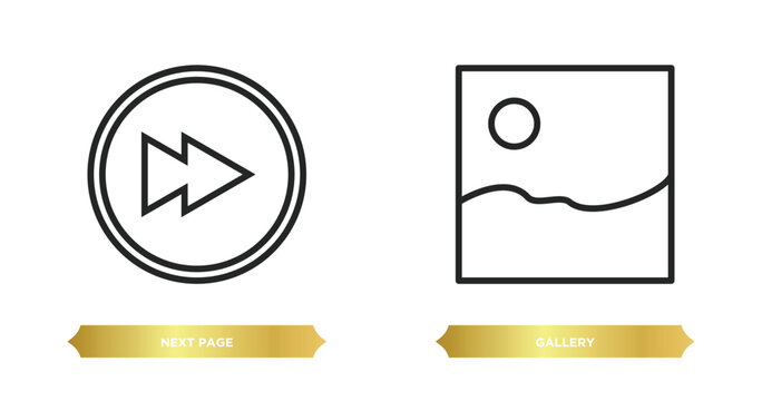 two editable outline icons from user interface concept. thin line icons such as next page, gallery vector.