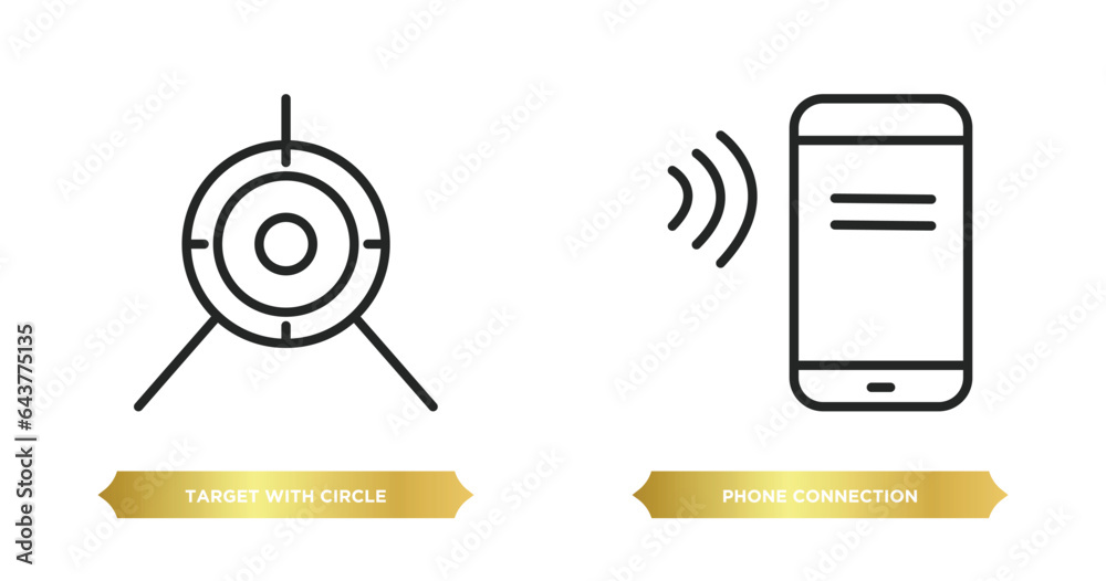 Poster two editable outline icons from ultimate glyphicons concept. thin line icons such as target with cir